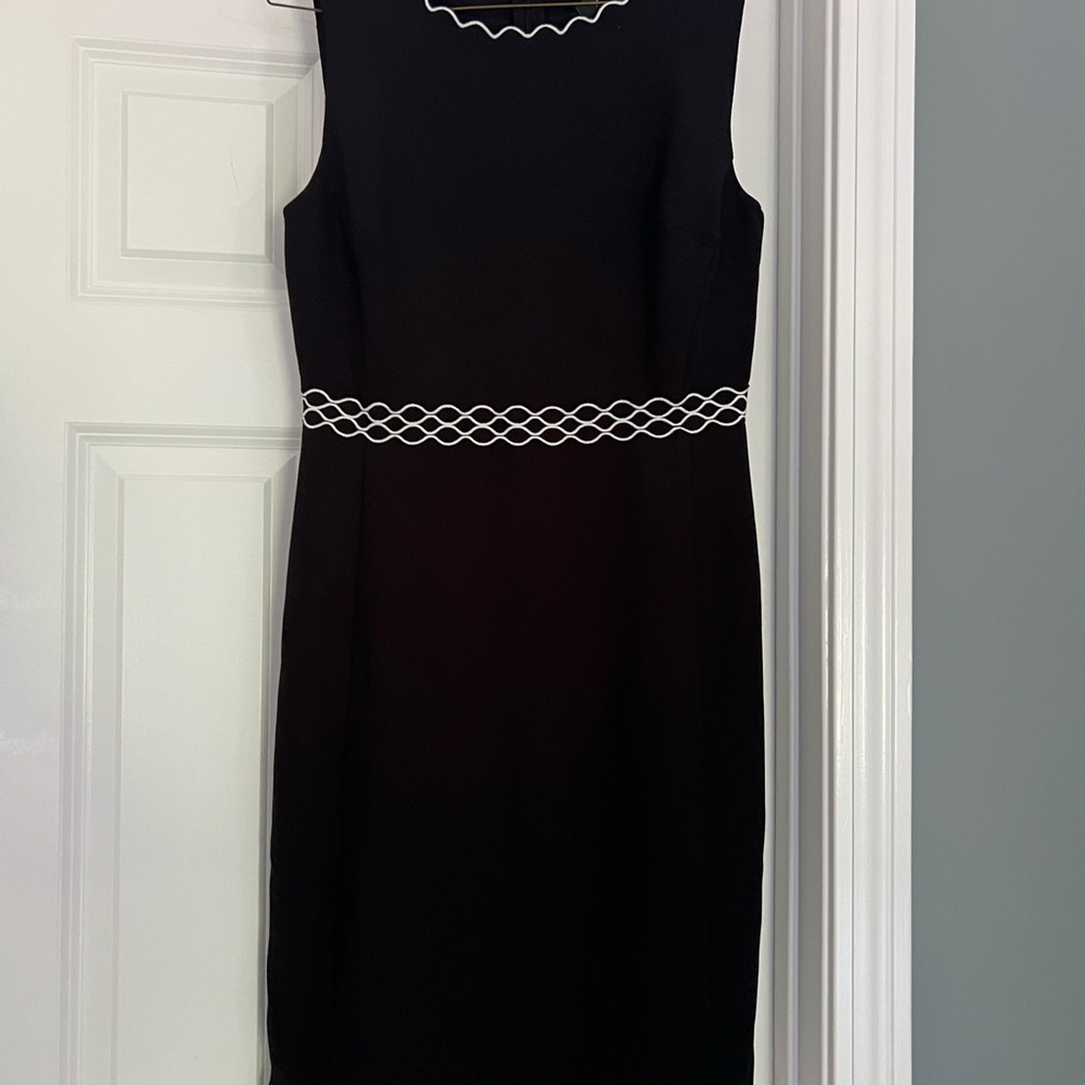 Ann Taylor Black Sheath Midi Dress Sleeveless Crew Neck